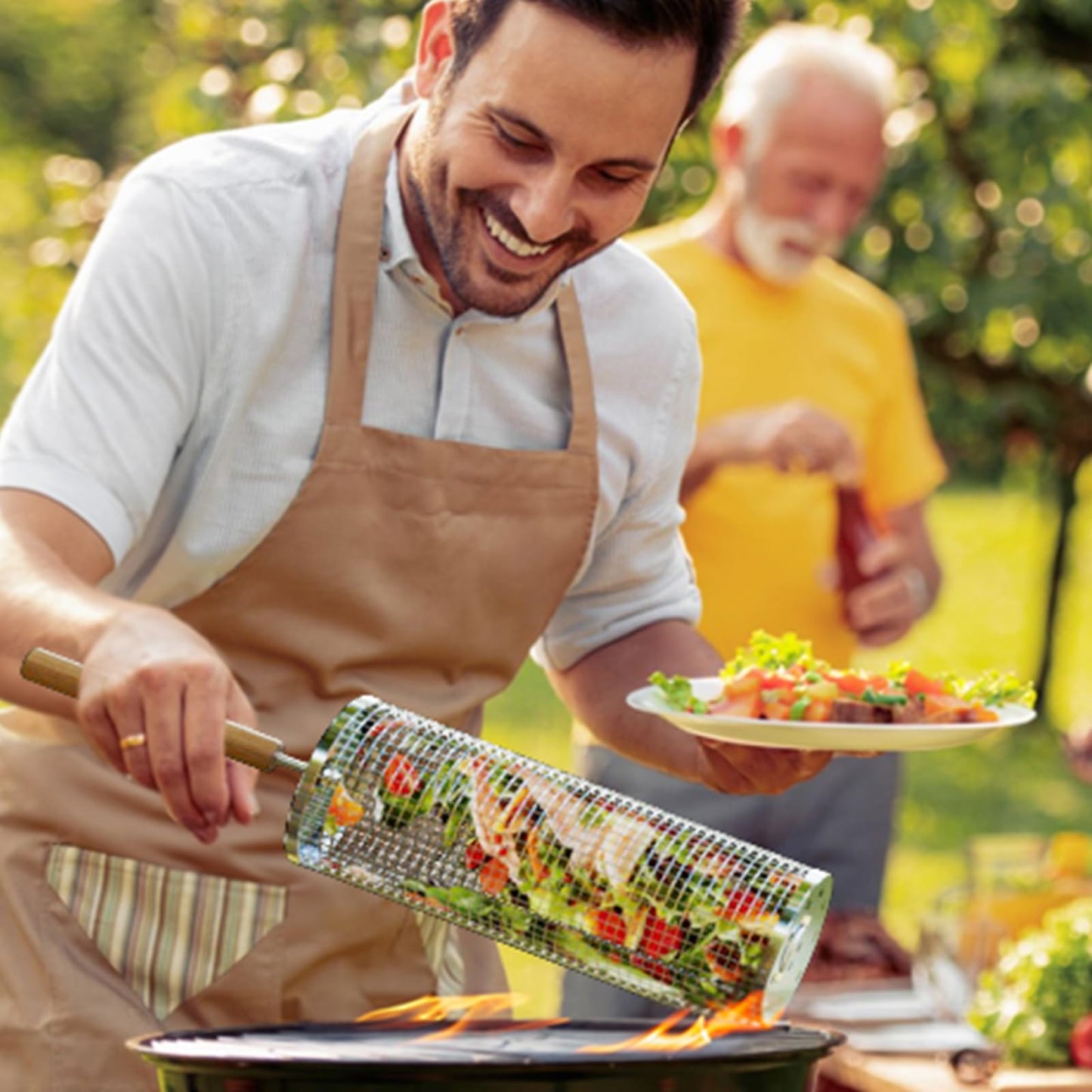 Sherum Rolling Grilling Basket with Handle
