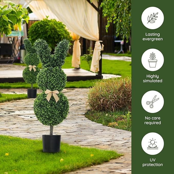 Sherum Artisan-Crafted Bunny Topiary Trees💥