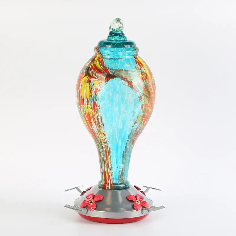 Sherum Hand Blown Glass Hummingbird Feeder - 25 Ounces