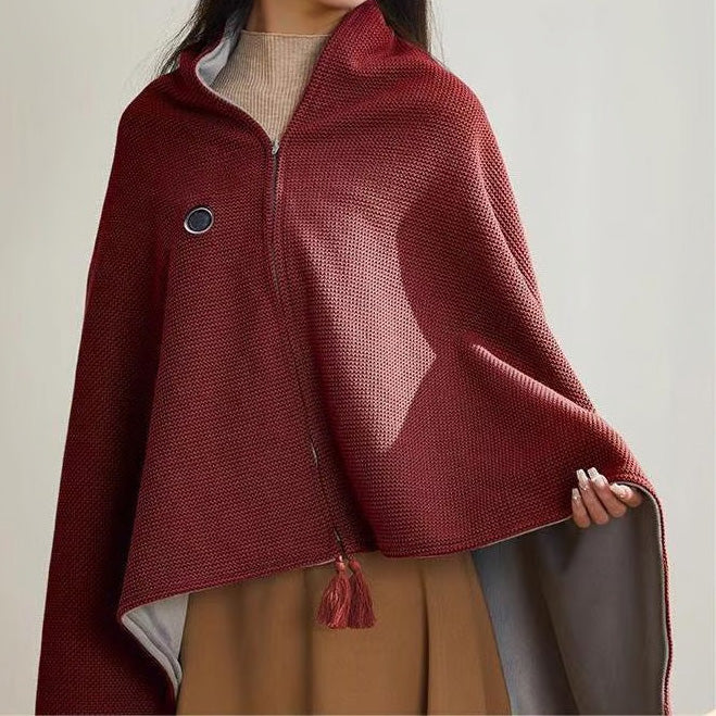 Sherum Portable Soft Zipper Electric Heated Blanket Shawl