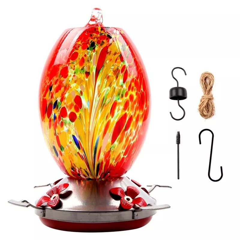 Sherum Hummingbird Feeder Hand Blown Glass - 25 Ounces